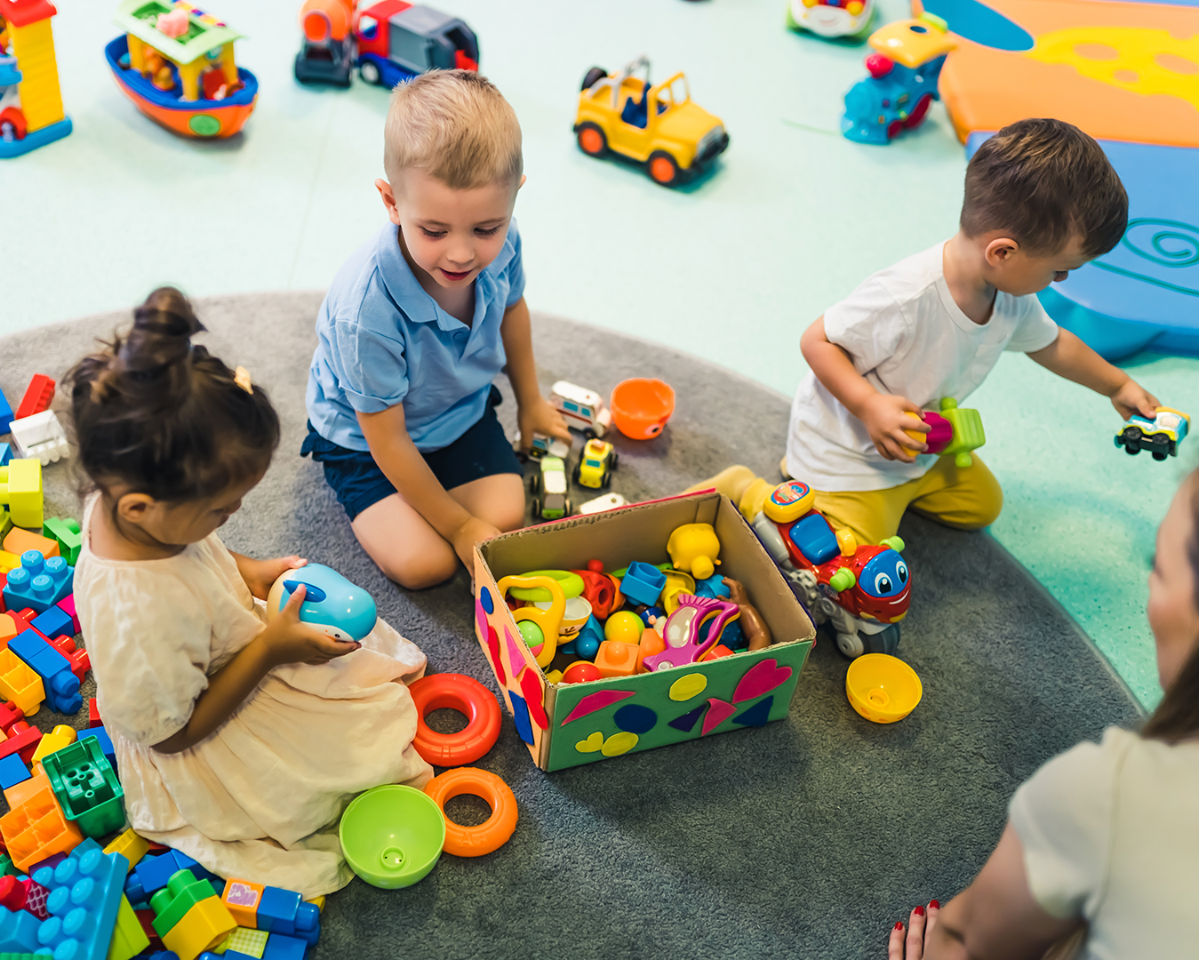 Toddlers playing with blocks. Project L.E.A.P child care